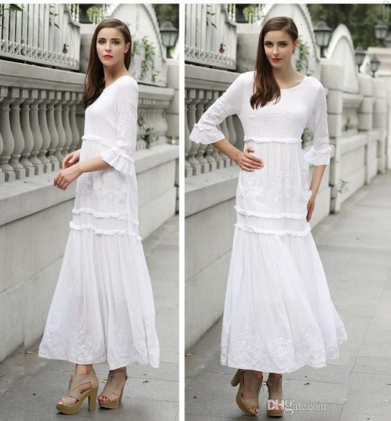 مدل لباس سفید بلند و کوتاه زنانه و دخترانه + راهنمای کامل ست کردن