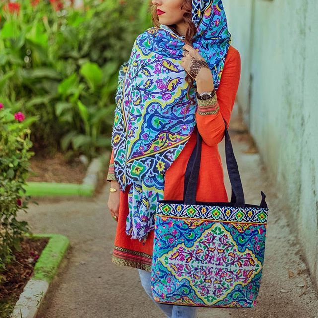 ست ها زیبای شال و کیف با هنر ایرانی | مدل کیف و شال سنتی در رنگ های بسیار زیبا