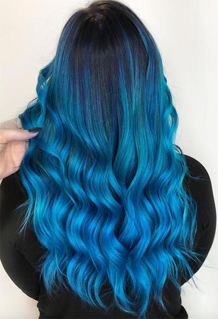رنگ مو آبی کلاسیک, رنگ مو آبی فیروزه ای, رنگ مو آبی کهکشانی