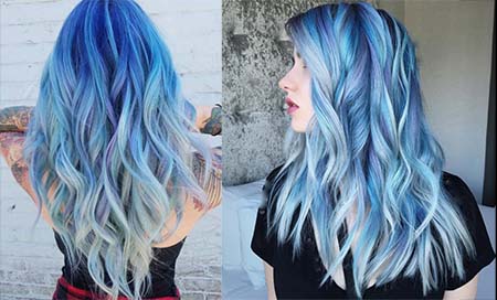 رنگ مو آبی فیروزه ای, رنگ مو آبی کهکشانی, آموزش رنگ مو آبی بدون دکلره