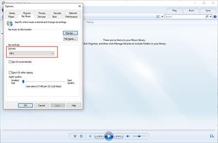 windows mediaplayer01 3 تبدیل فایلهای صوتی به Mp3 در مدیا پلیر ویندوز