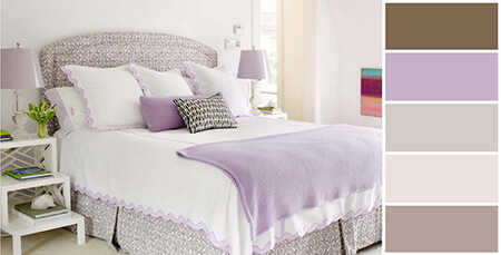 بهترین ترکیب های رنگ یاسی در دکوراسیون اتاق خواب,رنگ های مناسب با رنگ یاسی,ایده هایی برای دکوراسیون یاسی اتاق خواب